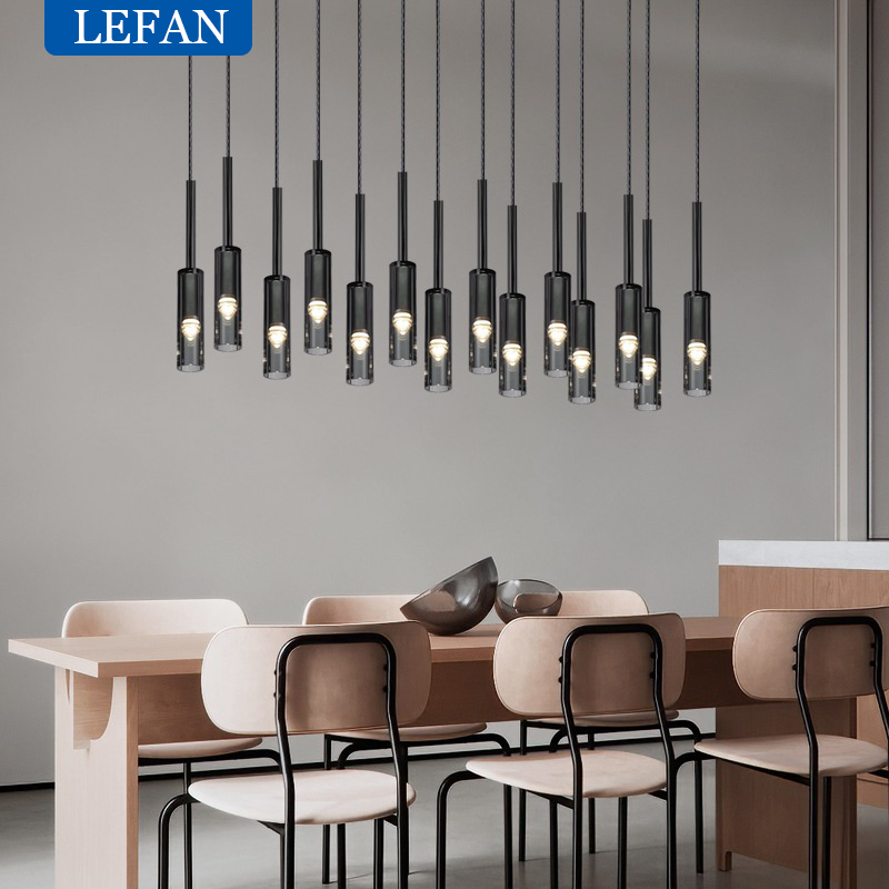 Outdoor Lighting Pendant - Lampu gantung panjang LED tembaga Modern,