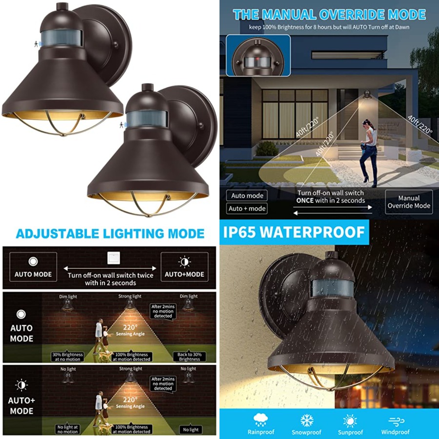 Outdoor Lighting Led Fixtures - 2 Paket Lampu Dinding LED Sensor