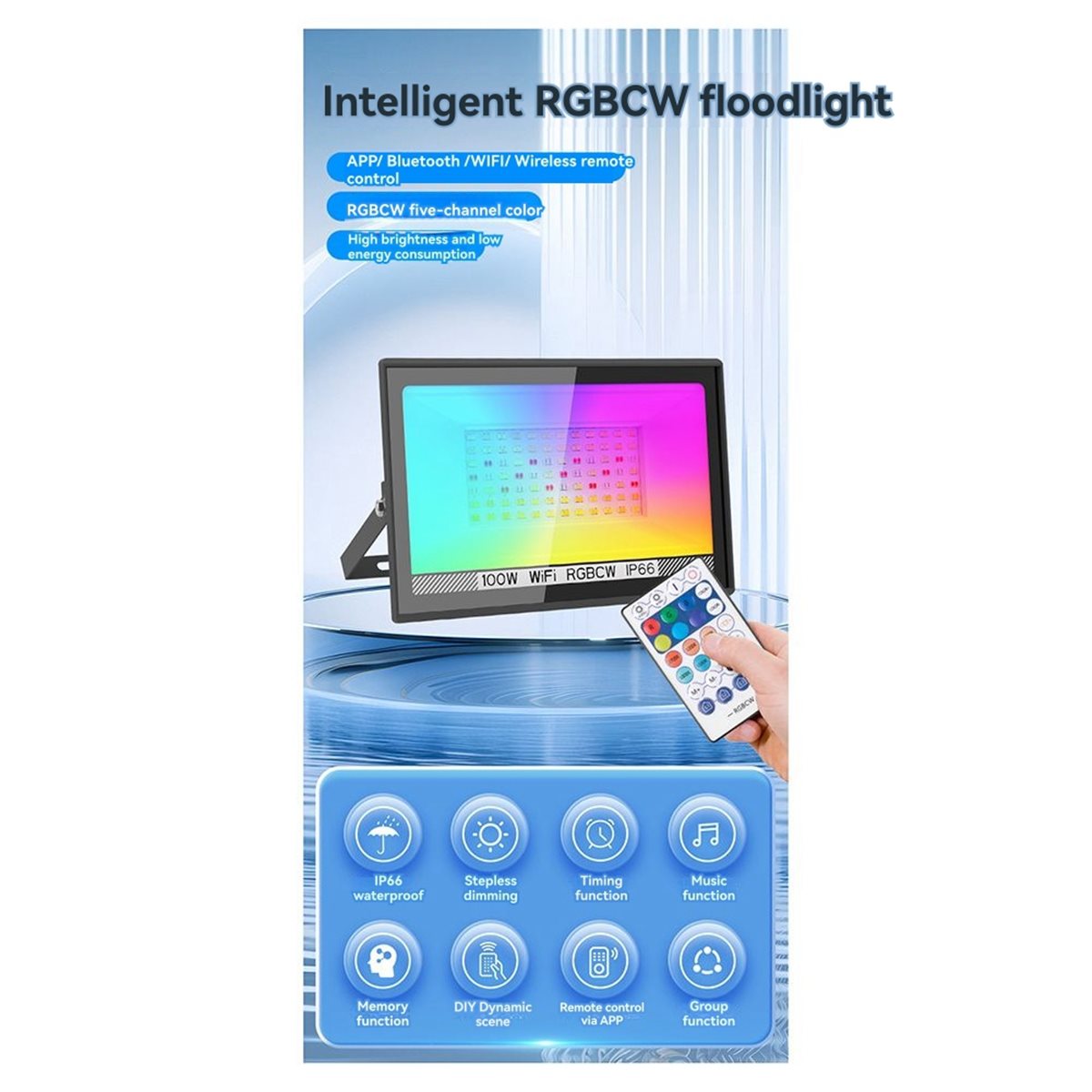 Outdoor Lighting Uk - Nices 100W RGBCW Lampu Sorot LED