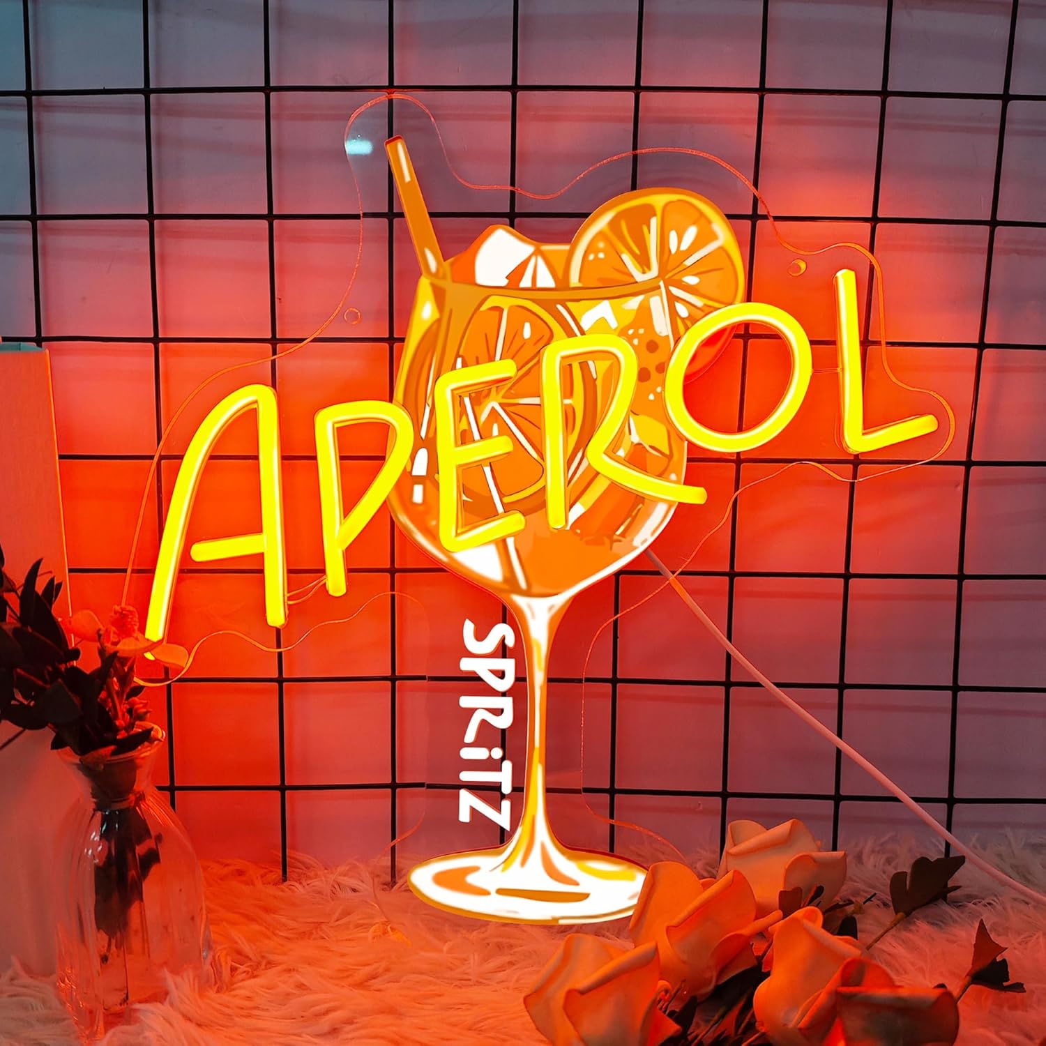 Outdoor Lighting Restaurant - Lampu Neon LED Orange/Aperol Spritz untuk
