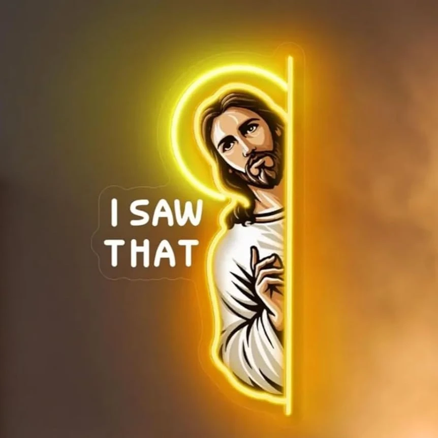 Outdoor Lighting Restaurant - Lampu Neon LED Yesus, Aku Melihat
