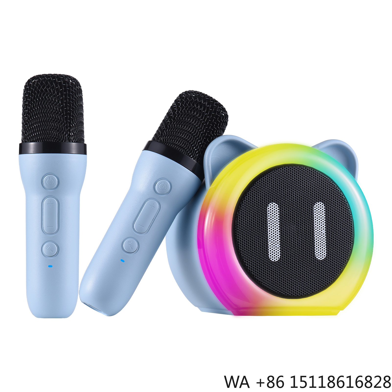 Outdoor Lighting Effects - Mesin Karaoke dengan 2 Mikrofon Nirkabel,