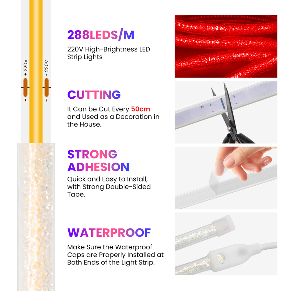 288 LED COB Lampu Neon Strip u - Outdoor Lighting Uk ulasan dan harga