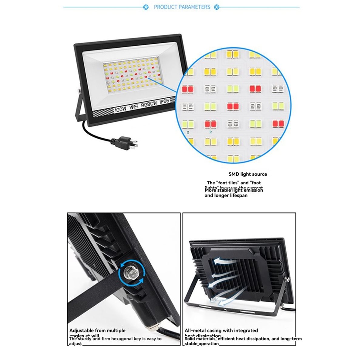 Nices 100W RGBCW Lampu Sorot L - Outdoor Lighting Uk ulasan dan harga
