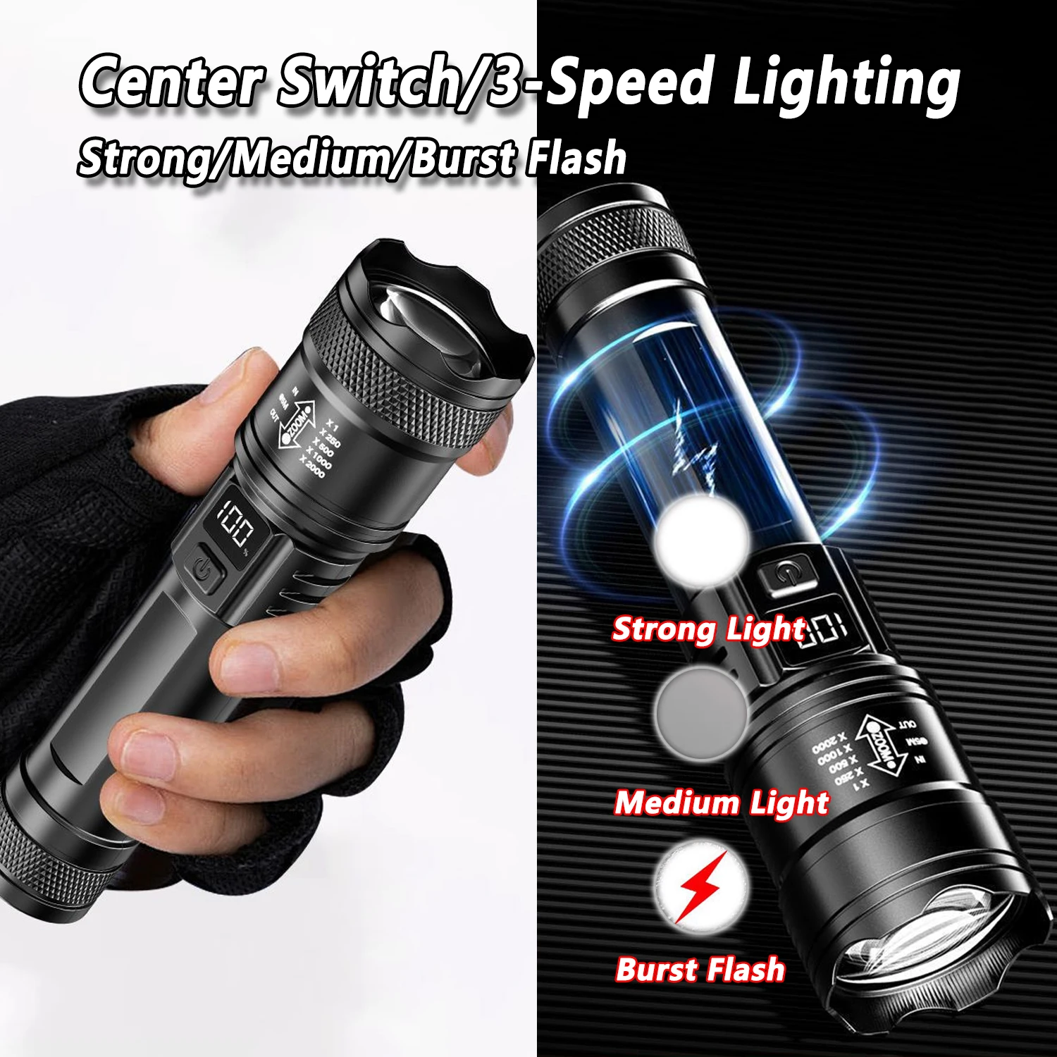 Senter LED Ultra Terang 2000LM - Outdoor Lighting Globes ulasan dan harga