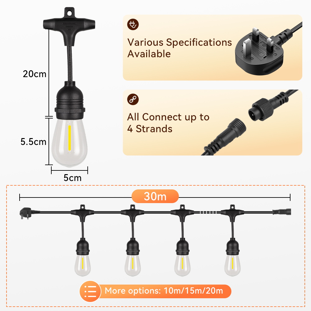E27 Lampu Tali Luar Ruangan Bo - Outdoor Lighting Uk ulasan dan harga